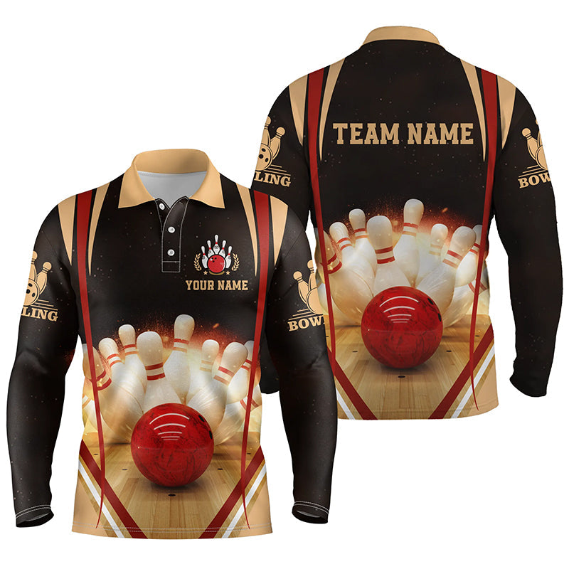Schwarze Vintage-Bowlinghemden für Männer, personalisierter Name und Teamname, Bowling-Trikots, Bowling-Teamhemden NQS4477