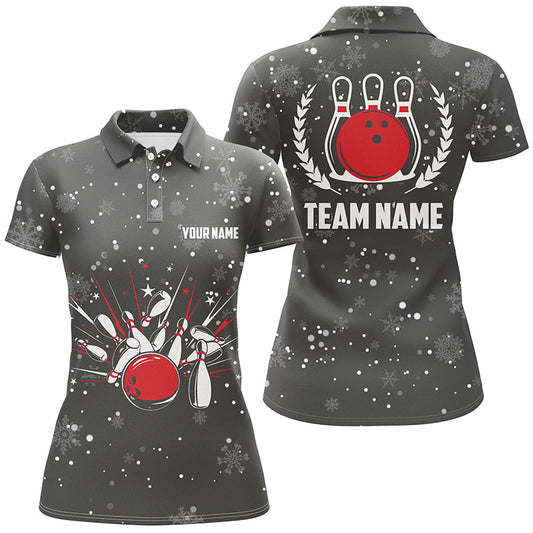 Damen-Bowling-Poloshirts – Individuelle Weihnachts-Retro-Bowling-Team-Damen-Bowling-Trikots, Bowling-Geschenke NQS6592