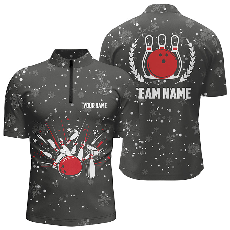 Herren-Bowling-Quarter-Zip-Shirts – Individuelle Weihnachts-Retro-Bowling-Team-Herren-Bowling-Trikots, Bowling-Geschenke NQS6592