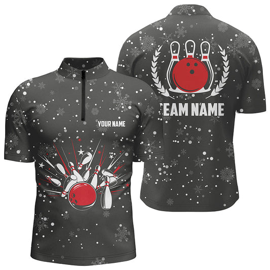 Herren-Bowling-Quarter-Zip-Shirts – Individuelle Weihnachts-Retro-Bowling-Team-Herren-Bowling-Trikots, Bowling-Geschenke NQS6592