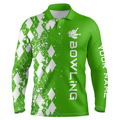 Herren-Bowling-Poloshirt, personalisiertes grünes Bowlinghemd für Männer, personalisiertes Bowling-Geschenk, Bowlingtrikots NQS5100