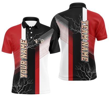 Rot-schwarze Bowlinghemden mit Karomuster, personalisierte Bowling-Poloshirts für Männer, Team-Bowlingtrikots NQS4819