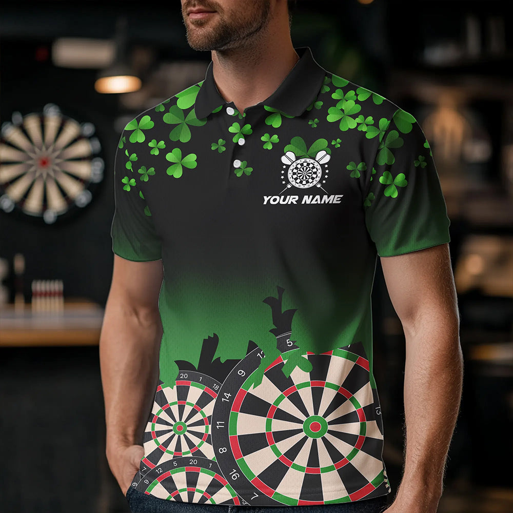 Dart Trikot Herren mit Kleeblatt- und Dartscheibenmotiv NQS9389 - 3