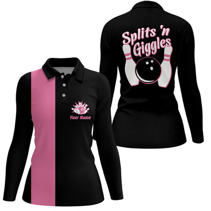 Splits 'n Giggles“ Bowling-Poloshirt für Damen – Personalisierte Retro-Pink-Bowling-Trikots NQS5967