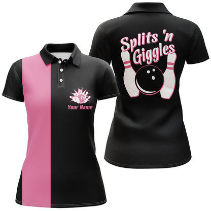 Splits 'n Giggles“ Bowling-Poloshirt für Damen – Personalisierte Retro-Pink-Bowling-Trikots NQS5967