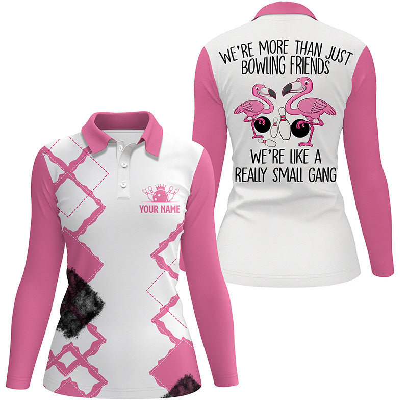 Pink Flamingo Bowling-Poloshirt für Damen – „We’re more than bowling friends, we’re a small gang“ NQS5969