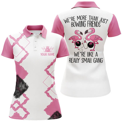 Pink Flamingo Bowling-Poloshirt für Damen – „We’re more than bowling friends, we’re a small gang“ NQS5969