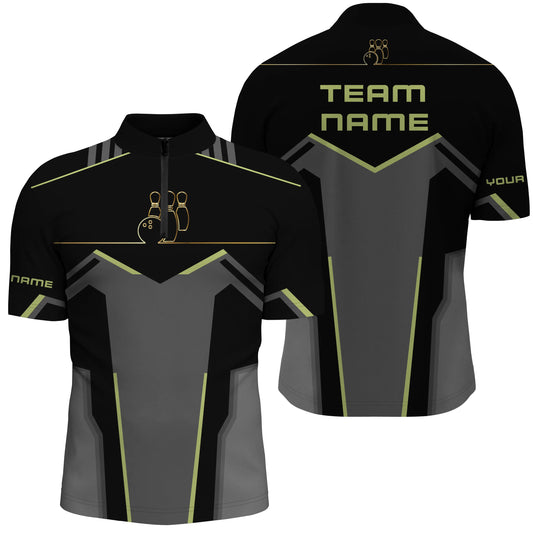 Retro-Bowling-Hemden mit Viertelreißverschluss für Männer, personalisierte Bowling-Teamhemden, Bowlingtrikots, Bowling-Geschenke NQS4745