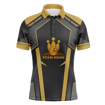 Bowling-Poloshirts für Männer, personalisierte Bowling-Teamtrikots, Bowling-Geschenke für Bowler | Gelb NQS4746