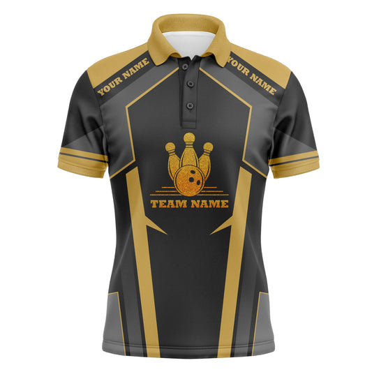 Bowling-Poloshirts für Männer, personalisierte Bowling-Teamtrikots, Bowling-Geschenke für Bowler | Gelb NQS4746