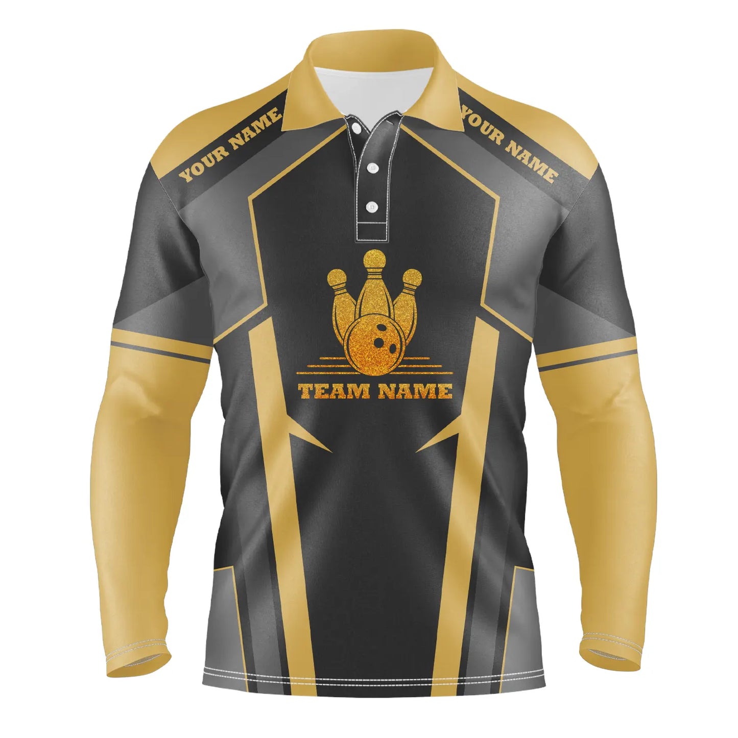 Bowling-Poloshirts für Männer, personalisierte Bowling-Teamtrikots, Bowling-Geschenke für Bowler | Gelb NQS4746