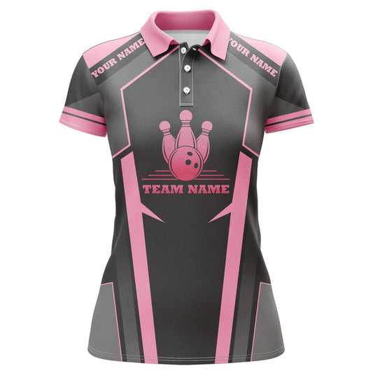 Personalisierte Bowlinghemden für Frauen, pinkfarbene Kurzarm-Polo-Team-Bowlinghemden für Mädchen NQS4747