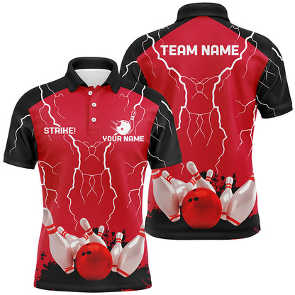 Herren-Bowling-Poloshirts – Individuelle Bowling-Strike Blitz-Sturm Team-Liga-Trikots | Rot NQS6646