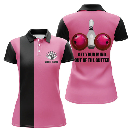 Get Your Mind Out of The Gutter“-Pink-Poloshirt für Damen – Personalisierte Bowling-Team-Trikots NQS5520