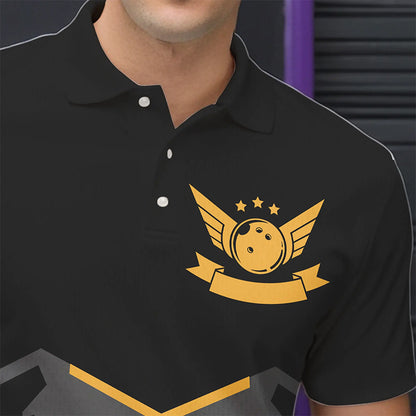 Schwarze Bowling-Trikots für Herren – Retro-Bowling-Poloshirts für Team-Bowler | Gelb NQS6673.1