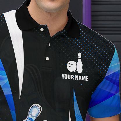 Lustige Herren-Bowling-Poloshirts – Individuell „Strike loading, please wait“ Team-Bowling-Trikots | Blau NQS6675