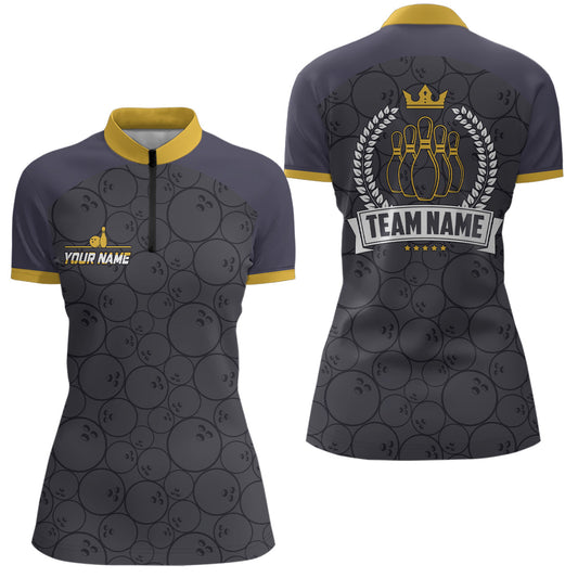 Bowling-Quarter-Zip-Shirts für Damen – Individuelle Camo-Bowling-Team-Liga-Trikots, Retro-Bowling-Shirts NQS6756