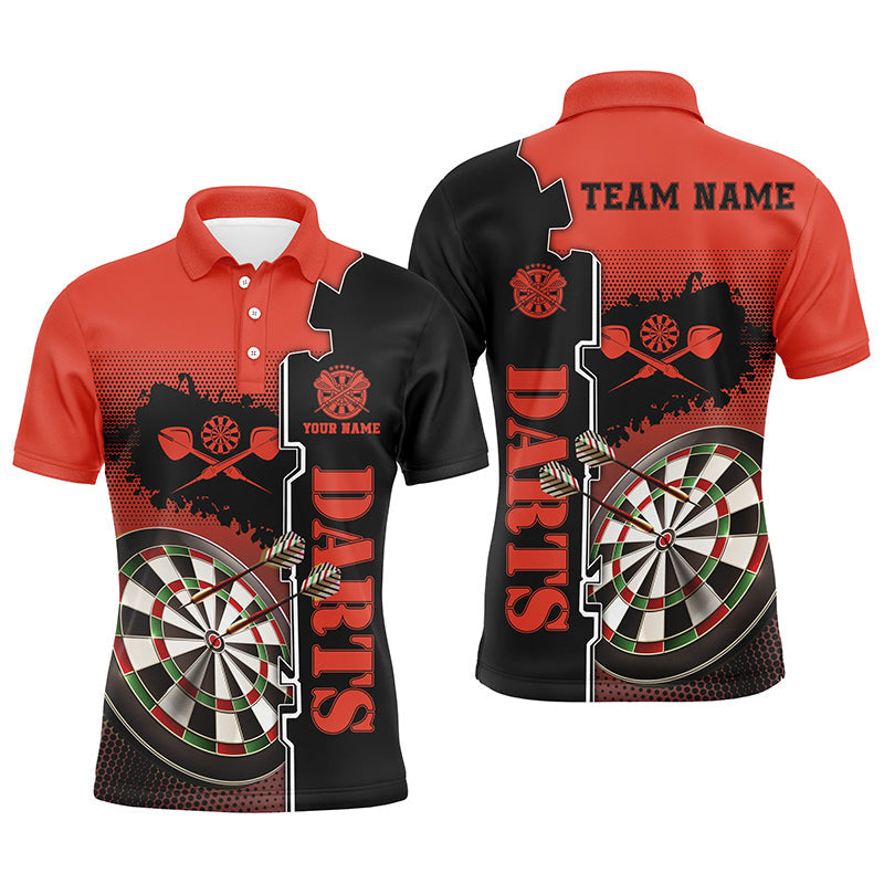Individuelles Rot-Schwarz Herren Dart Poloshirt – Individuelles Dartshirt für Männer Dart-Teamtrikots LDT1294