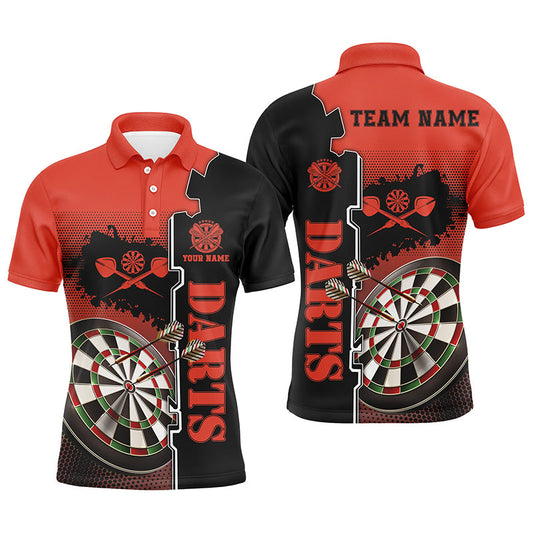 Individuelles Rot-Schwarz Herren Dart Poloshirt – Individuelles Dartshirt für Männer Dart-Teamtrikots LDT1294