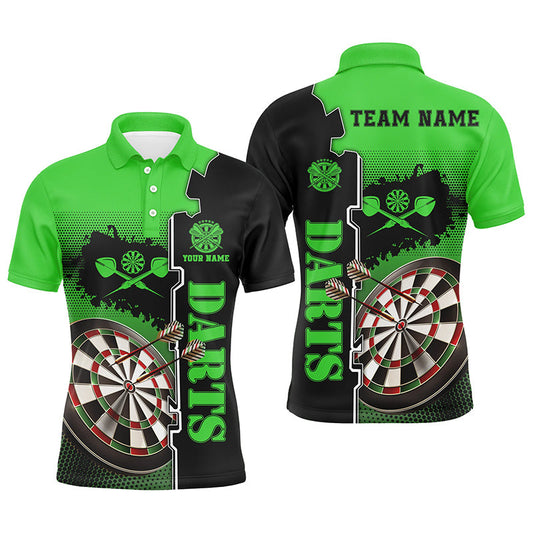 Individuelles Grün-Schwarz Herren Dart Poloshirt – Individuelles Dartshirt für Männer Dart-Teamtrikot LDT1296