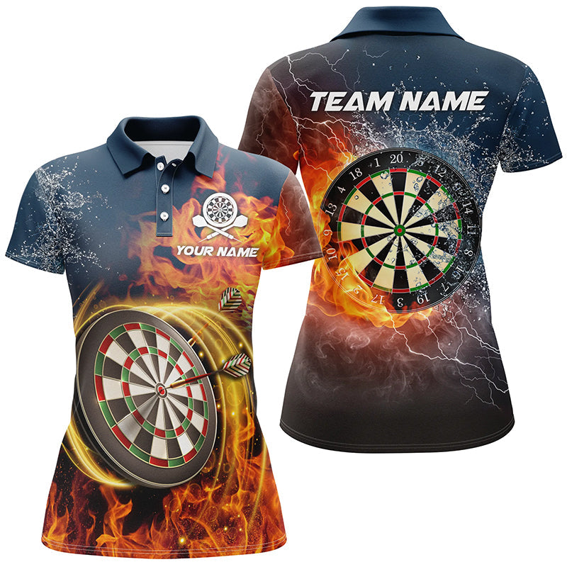 Wasser & Feuer Darts Trikot mit Namen – Individuelle Blitz-Donner Darts Shirts für Damen LDT0303
