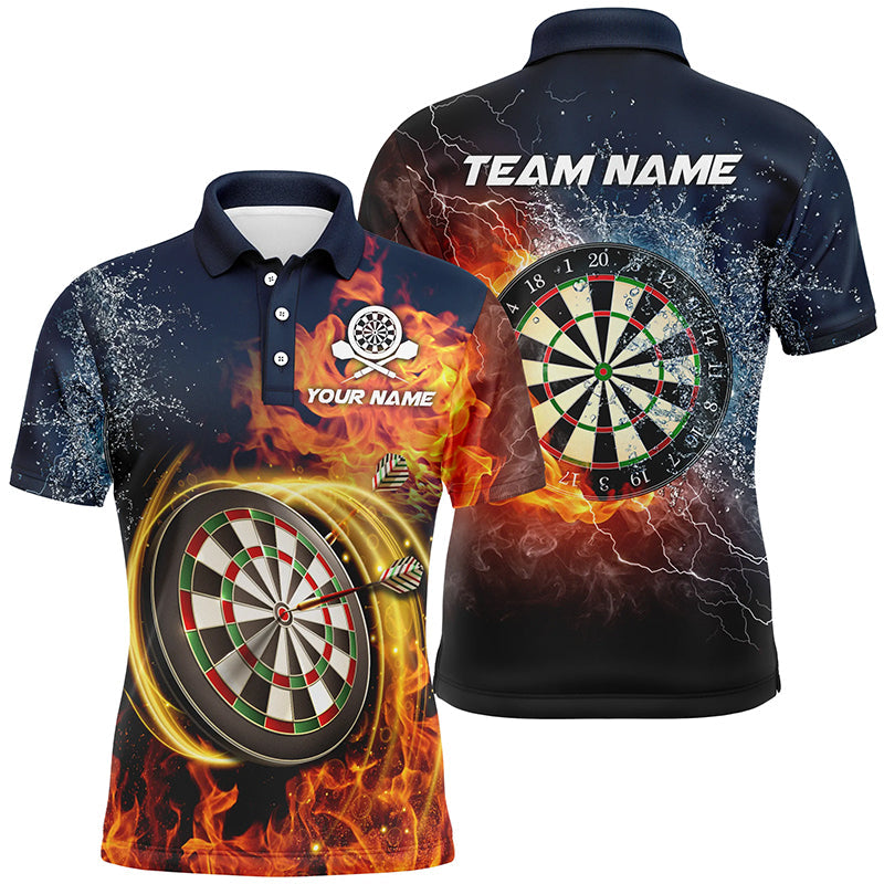 Wasser & Feuer Herren Darttrikot, Individuell gestaltetes Blitz-Donner-Dart-Poloshirt für Männer LDT0303