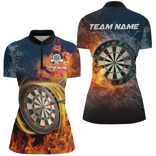 Wasser & Feuer Darts Quarter-Zip Shirt – Individuelles Lightning Thunder Dart Trikot für Frauen LDT0303