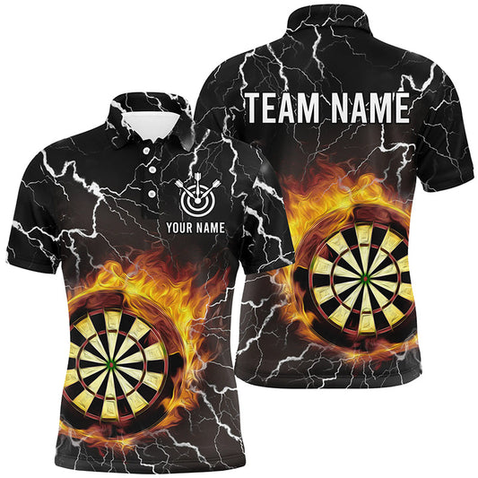 Maßgeschneidertes Flammen-Dart Herren Poloshirt – Donner-Blitz Dartshirt für Männer Darttrikots LDT0633