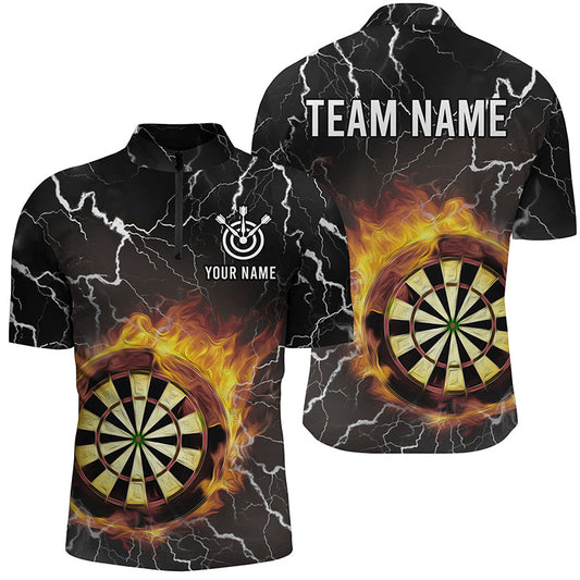 Individuelles Flame Darts Quarter Zip Shirt Thunder Lightning Dart Shirt für Männer Dart Trikots LDT0633