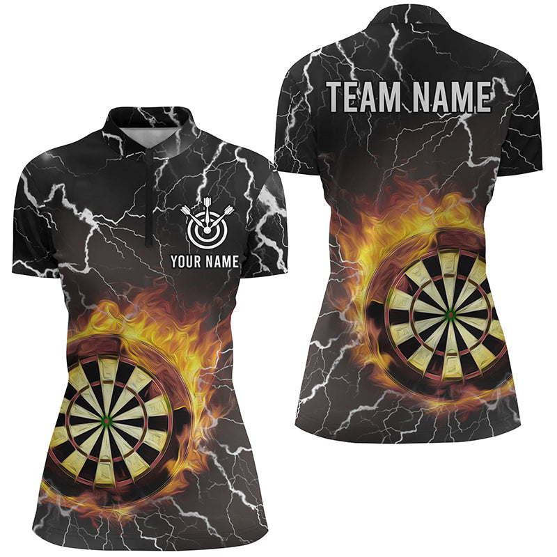 Individuelles Flame Darts Quarter-Zip Shirt Thunder Lightning Dart Shirt für Damen Dart Trikot LDT0633