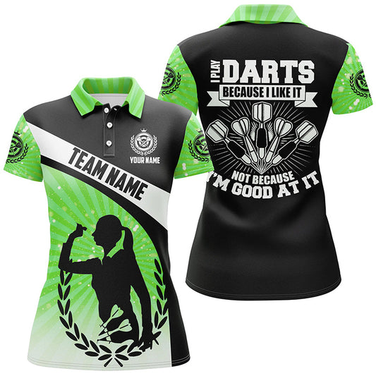 Ich spiele Darts, weil es mir gefällt – Grüner Halo Damen Dart Poloshirt – Individuelles Trikot LDT1316
