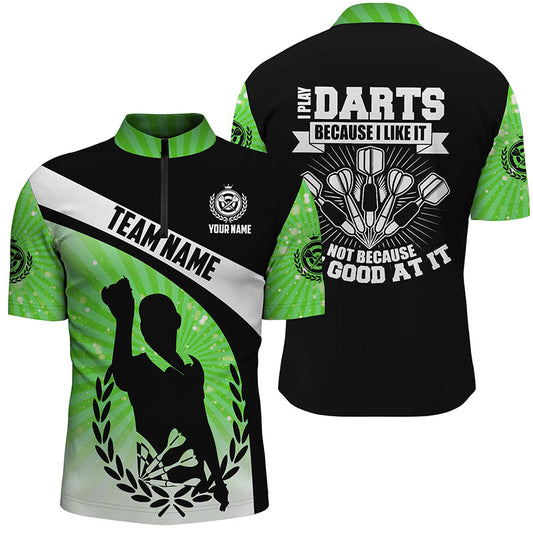 Ich Spiele Darts Weil Ich Es Mag Grünes Halo Darts Quarter-Zip Shirt – Dart Trikots für Männer LDT1316