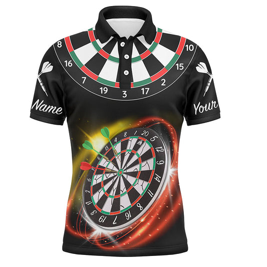 Personalisierter rot-schwarzer Herren Dart-Poloshirt mit Namen – Cooles Darttrikot für Männer LDT0351