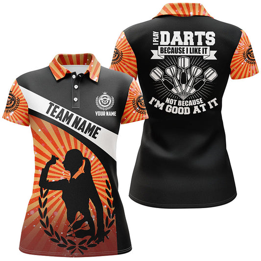Ich spiele Darts, weil ich es mag – Orange Halo Damen Darts Poloshirt Individuelles Trikot LDT0669