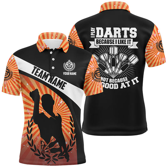 Ich spiele Darts, weil ich es mag – Orange Halo Herren Dart-Poloshirt – Individuelles Darttrikot LDT0669