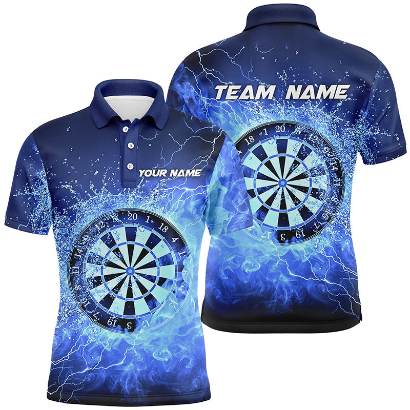 Blaues Feuer & Wasser Dartboard Individuelles Herren Dart Poloshirt – Individuelles Darttrikot für Männer LDT1359