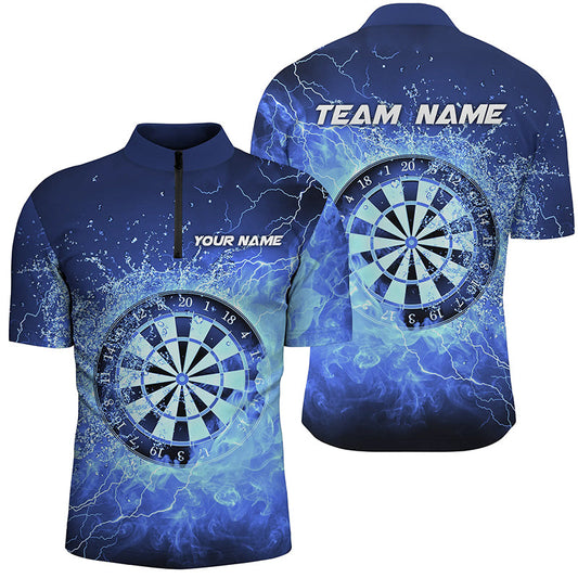 Blau Feuer & Wasser Dartboard Individuelles Männer Darts Quarter-Zip Shirt – Dart Trikot für Männer LDT1359
