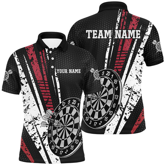 Personalisierter Dartshirt für Männer – Retro geometrisches Herren Dart-Poloshirt Darttrikots LDT0728