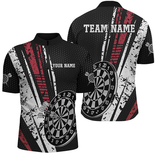 Individuelles Darts Quarter-Zip Shirt für Männer – Retro Geometrisches Männer Darts Shirt Dart Trikots LDT0728