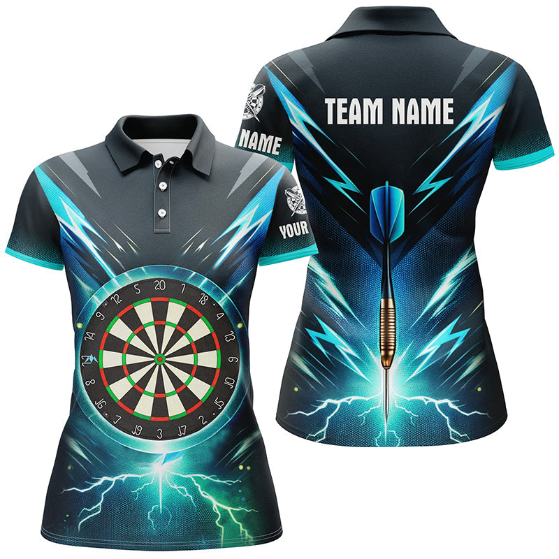 Blaues Blitz Donner Damen Dart Poloshirt – Individuelles Trikot LDT1370