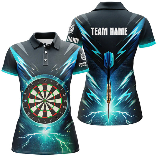 Blaues Blitz Donner Damen Dart Poloshirt – Individuelles Trikot LDT1370