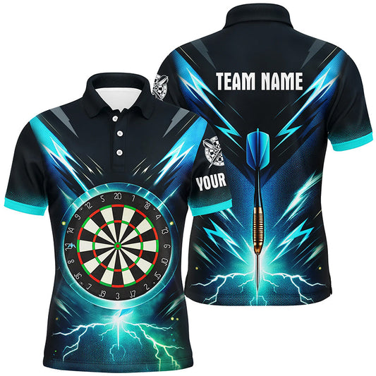 Blaues Lightning Thunder Herren Darts Polo Shirt – Individuelles Dart Shirt für Herren, Dart Trikots LDT1370