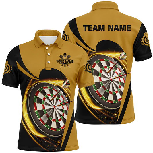 Personalisierter gelb-schwarzer leichter cooles Herren Dart Poloshirt – Individuelles Darttrikot für Männer LDT0736