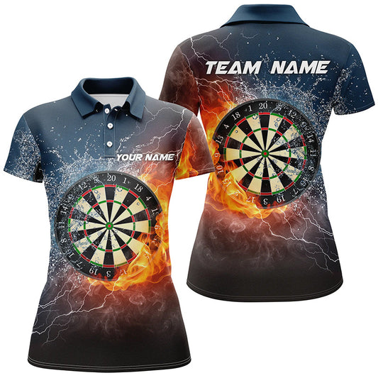 Feuer & Wasser Dartscheibe Personalisiertes Damen Darts Shirt – Donner Darts Trikot für Frauen LDT0967