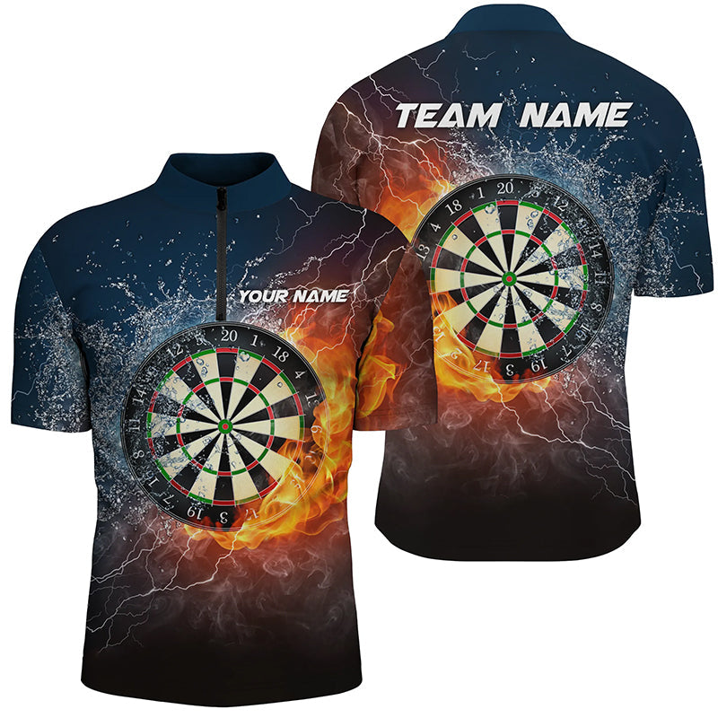 Feuer & Wasser Dartboard Individuelles Männer Darts Quarter-Zip Shirt – Thunder Männer Darts Trikot LDT0967