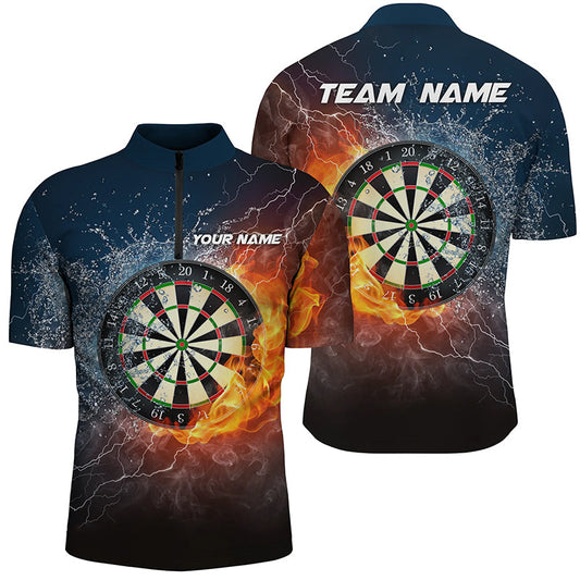 Feuer & Wasser Dartboard Individuelles Männer Darts Quarter-Zip Shirt – Thunder Männer Darts Trikot LDT0967