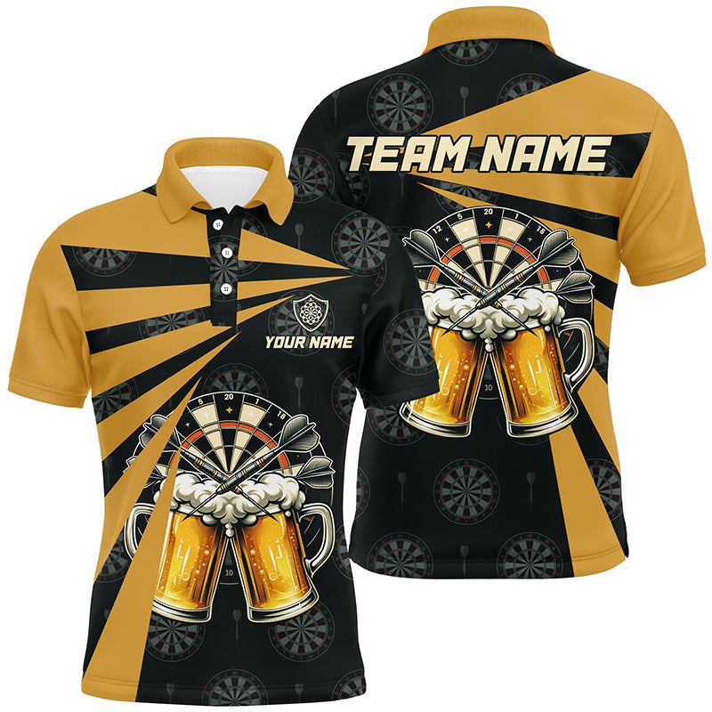 Schwarz Gelbes Bier Herren Darts Poloshirt – Individuelles Dartshirt für Männer Trink Darttrikots LDT1381