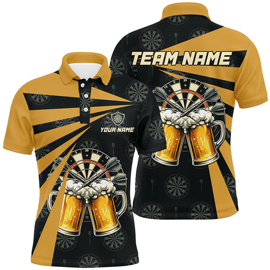 Schwarz Gelbes Bier Herren Darts Poloshirt – Individuelles Dartshirt für Männer Trink Darttrikots LDT1381