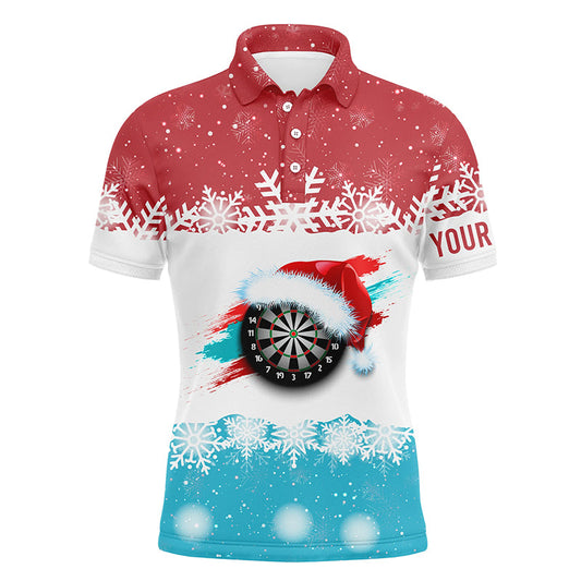 Weihnachtsmann Darts Weihnachten Rot Blau Herren Darts Poloshirt – Darts Shirt für Männer Dart Trikot LDT0749