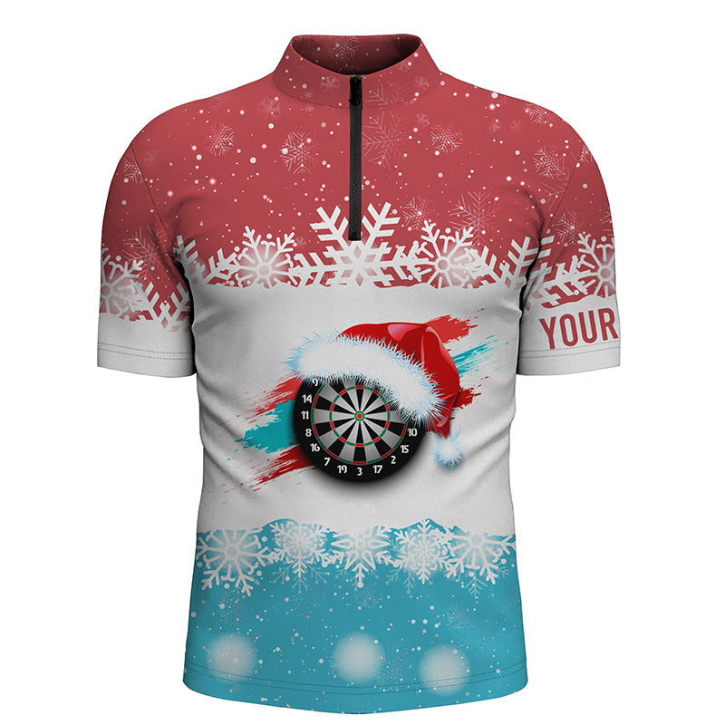 Santa Darts Weihnachten Rot Blau Männer Dart Quarter-Zip Shirt – Männer Dart Shirt Dart Trikot LDT0749